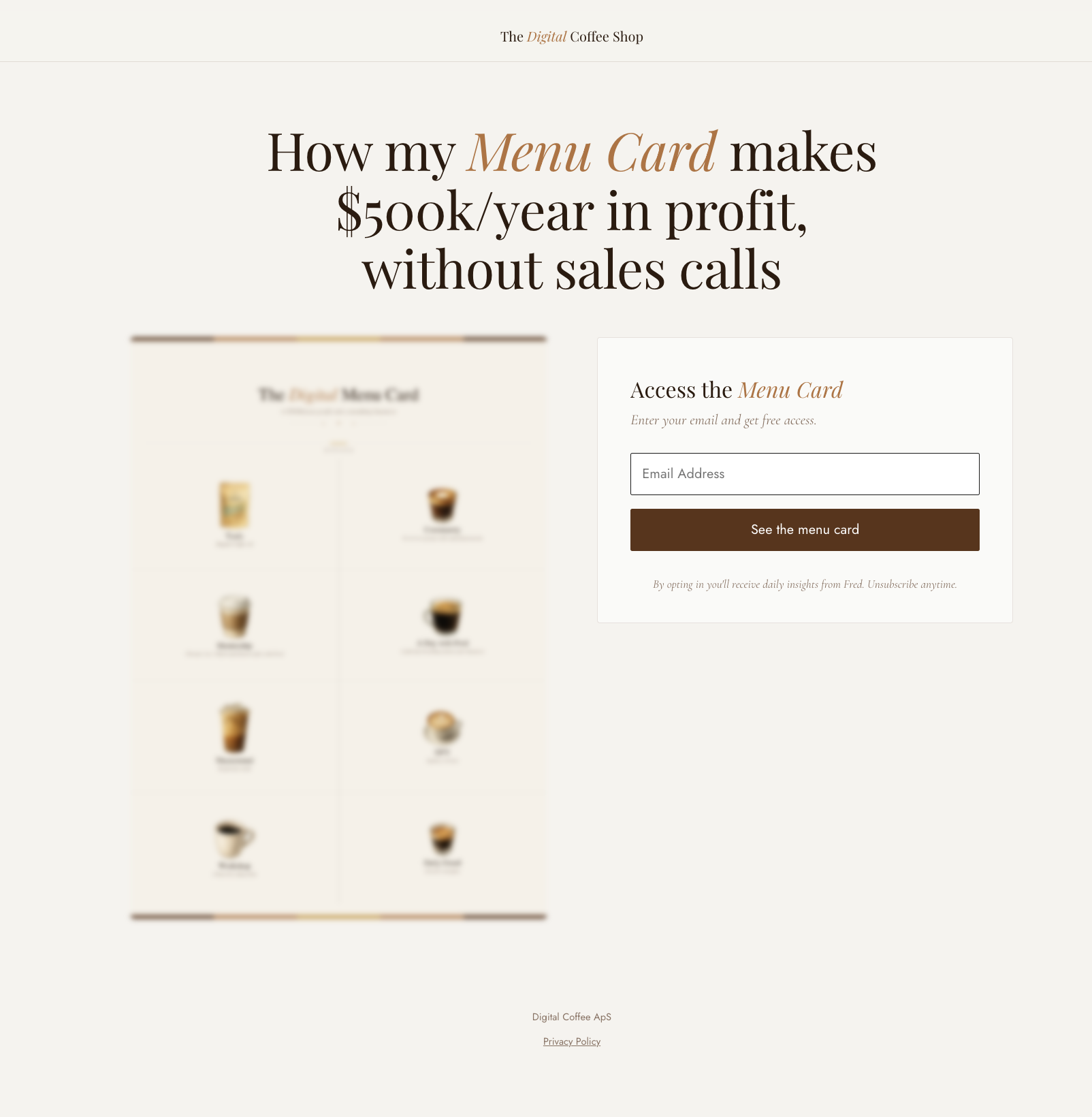 The Life Changer Menu Card preview